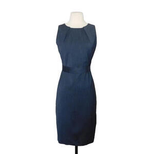 Elie Tahari Women's US8 Medium Blue Sheath Dress Crosshatch Back Zip Formal Mini